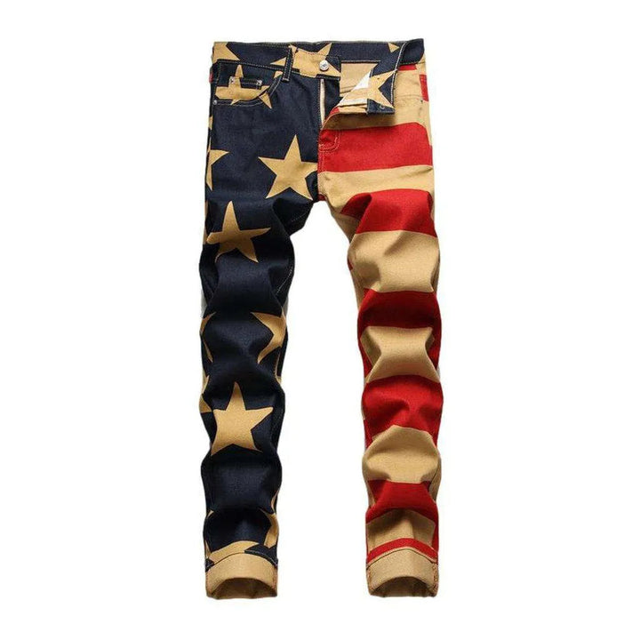 American flag painted men's jeans