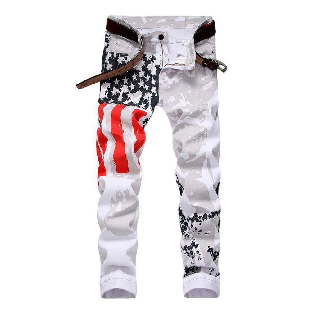 American flag white men's jeans
