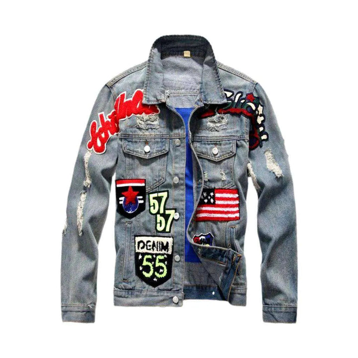 American-style patched denim jacket