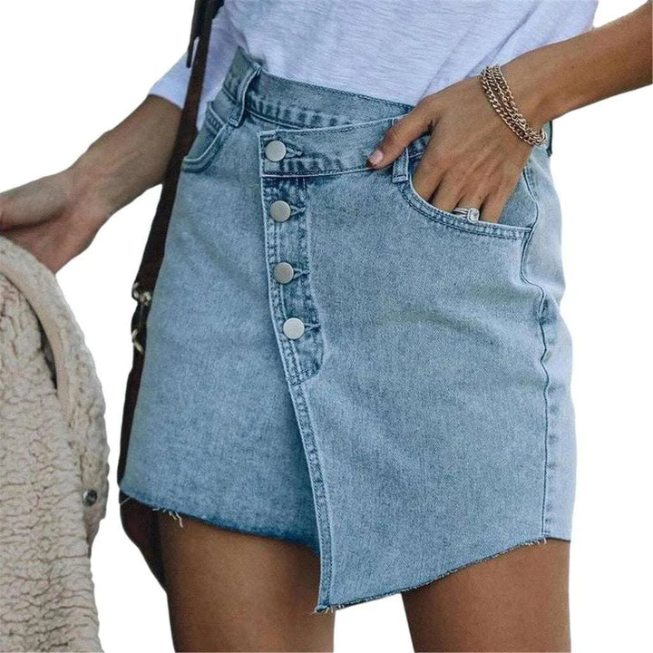 Asymmetric mini jeans skirt