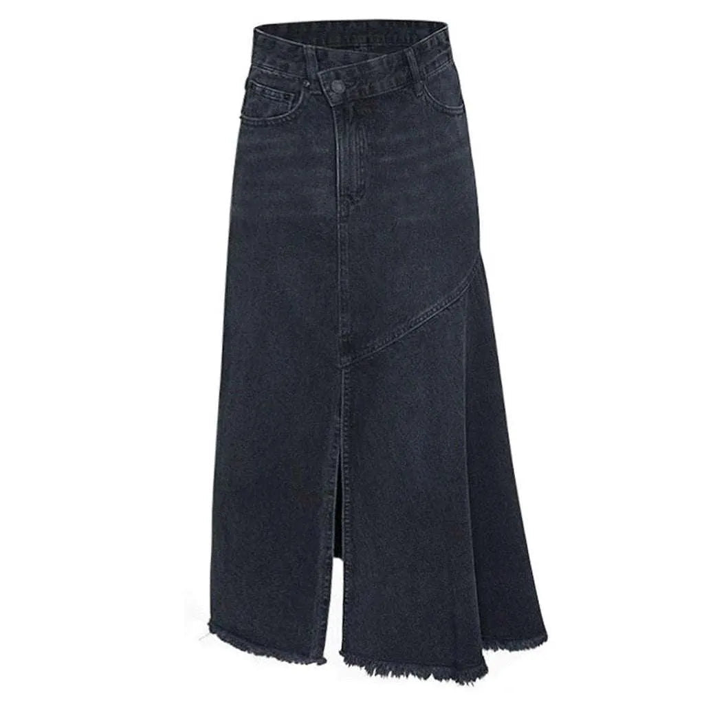 Asymmetric trumpet women's denim skirt