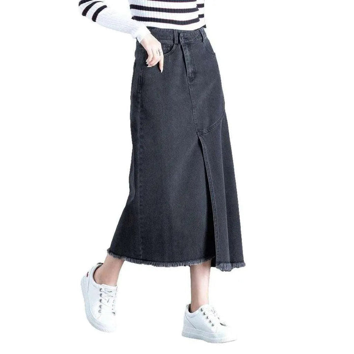 Asymmetric trumpet women's denim skirt