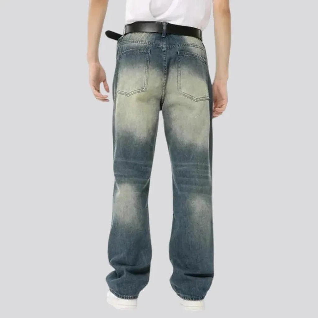 Sanded straight fit boho men's jeans