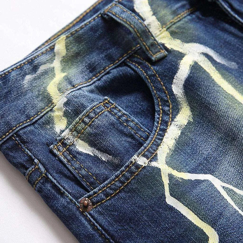 Lightning print jeans for men