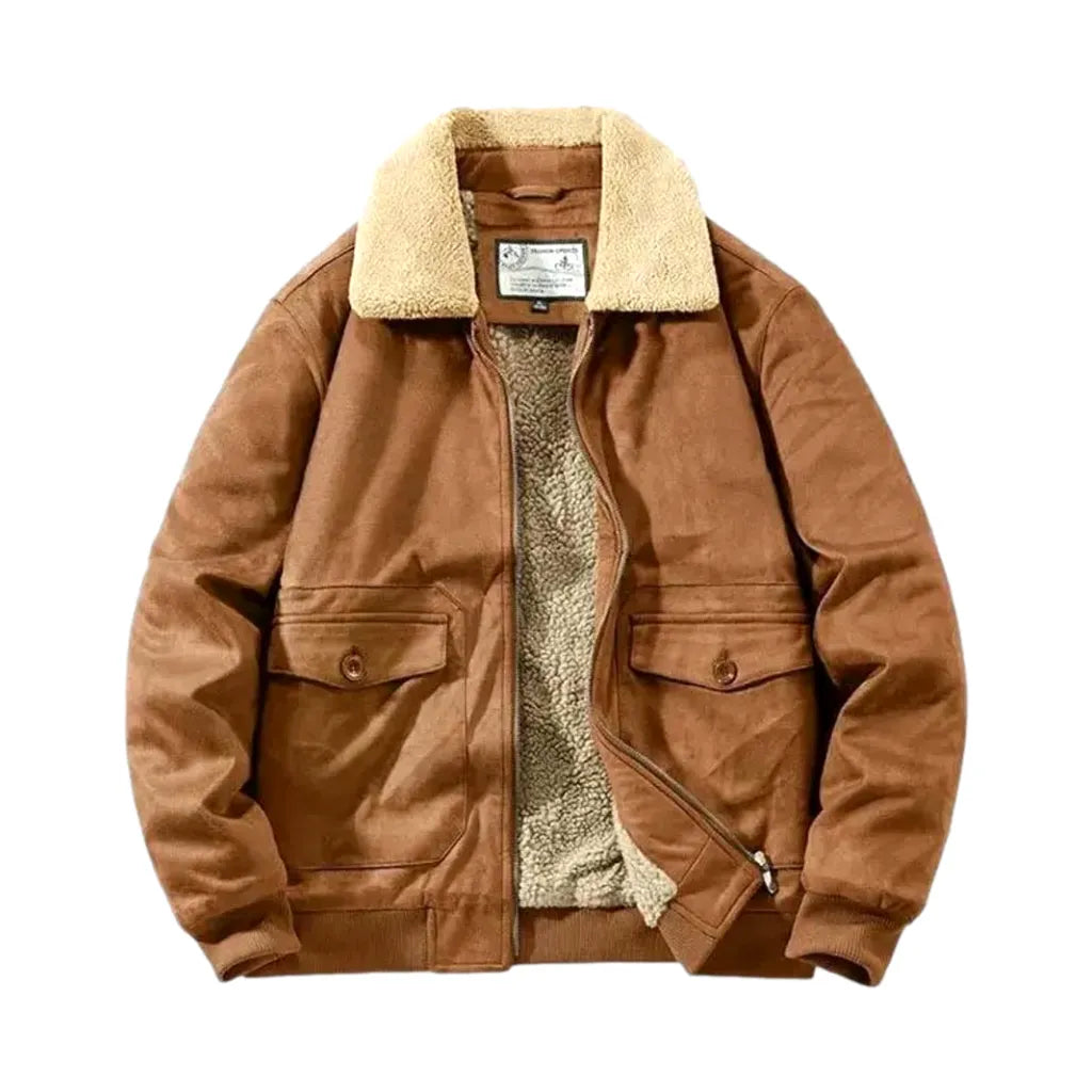 Casual Style Men's Jean Coat - Brown