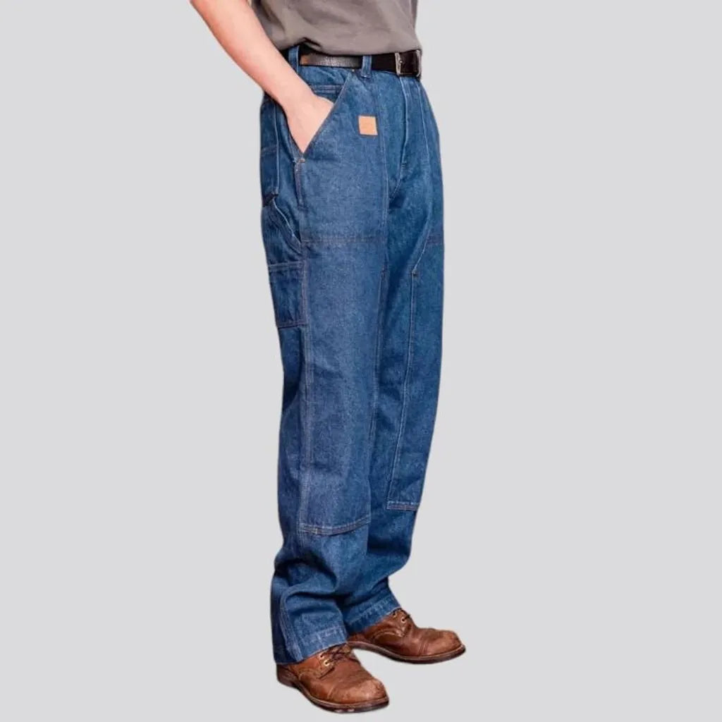 Straight medium-wash work jeans
 for men