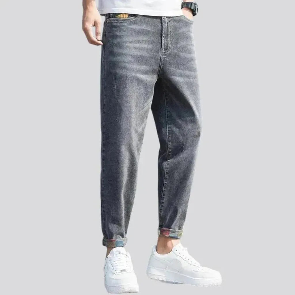 High-waist loose jeans
 for men
