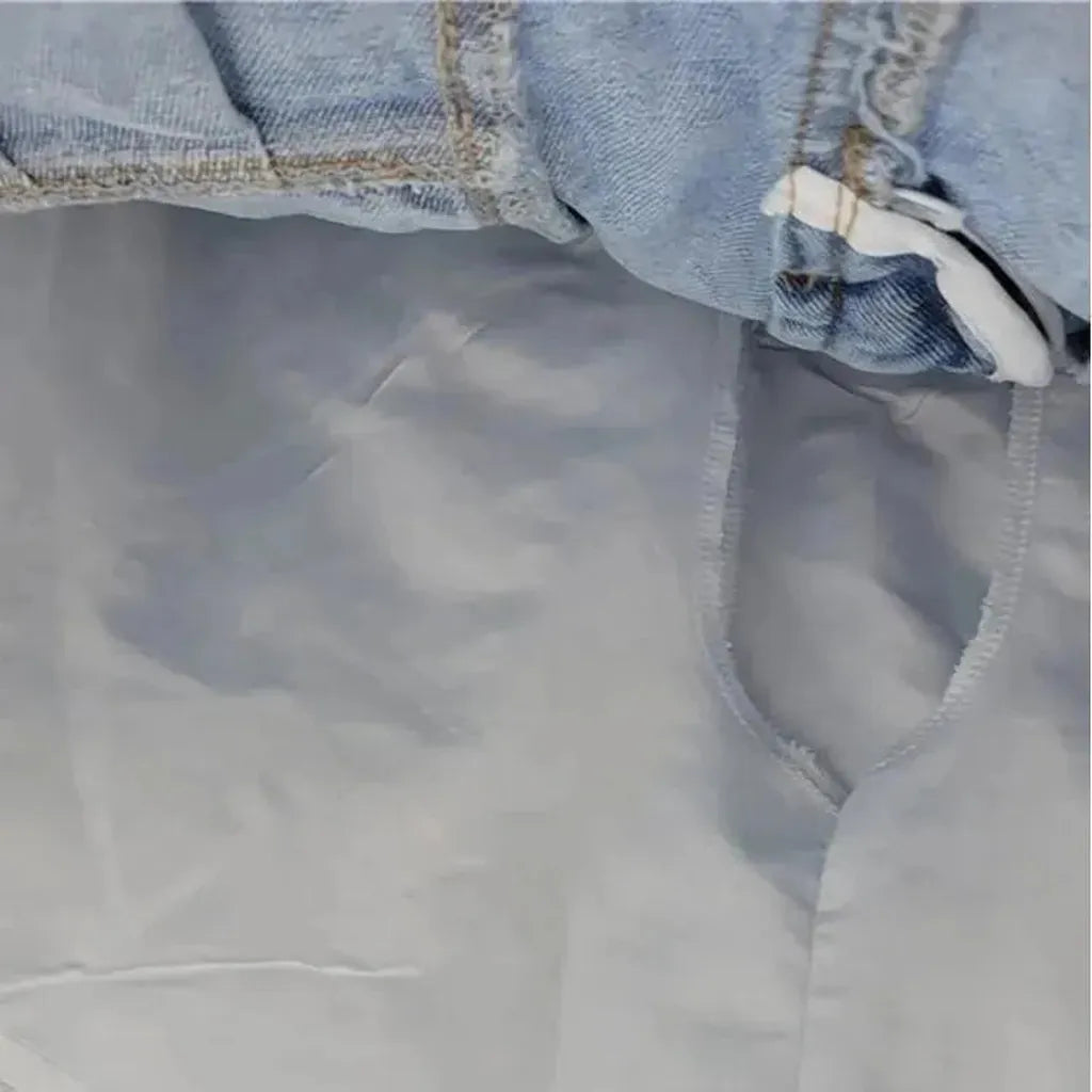 Mid-waist mini women's jeans skort