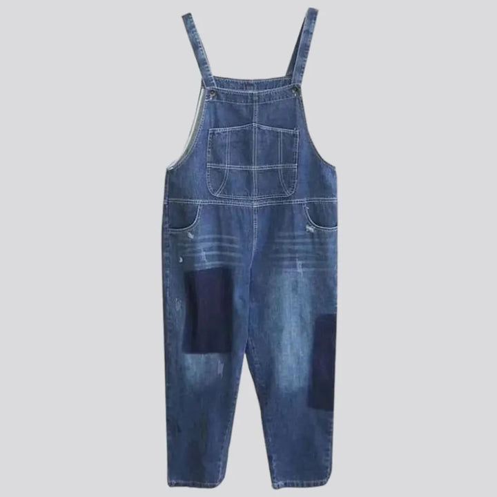 Patched loose denim jumpsuit | Jeans4you.shop