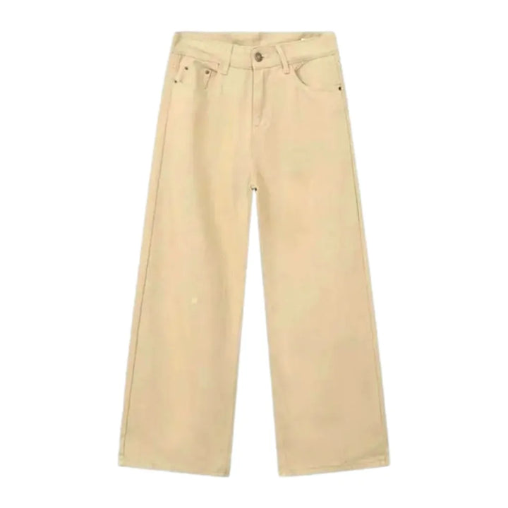 Colorful Baggy Mid Rise Men's Jeans - Sand