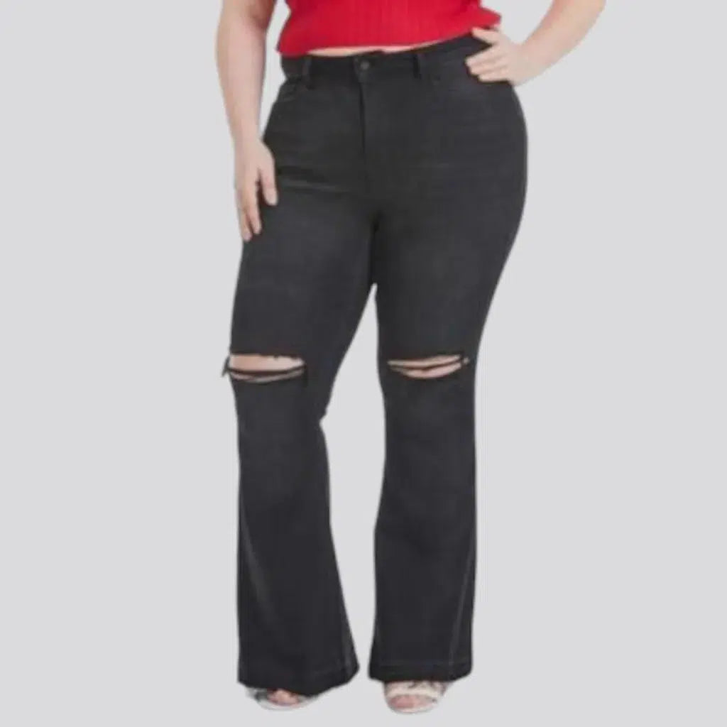 Ripped-knees women's plus-size jeans