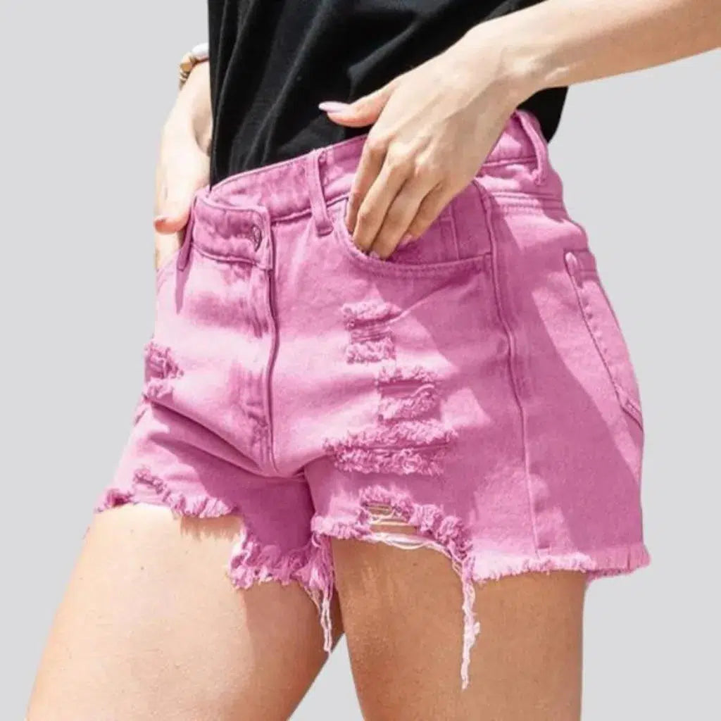 Straight denim shorts
 for women