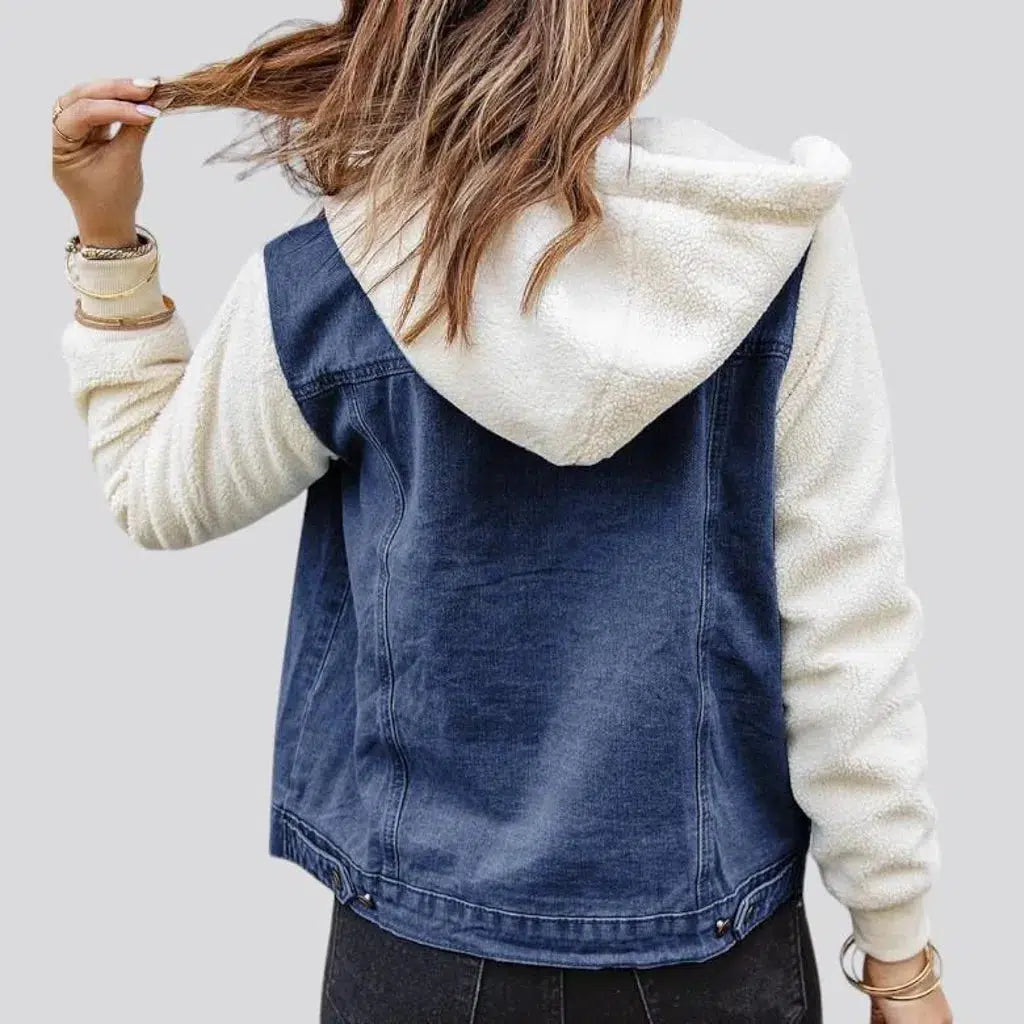 Mixed-fabrics women's jeans jacket