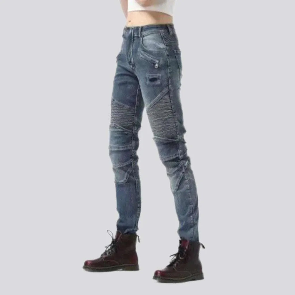 Mid-waist motorcycle jeans