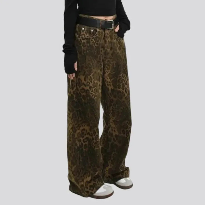 Leopard-print baggy jeans
 for women