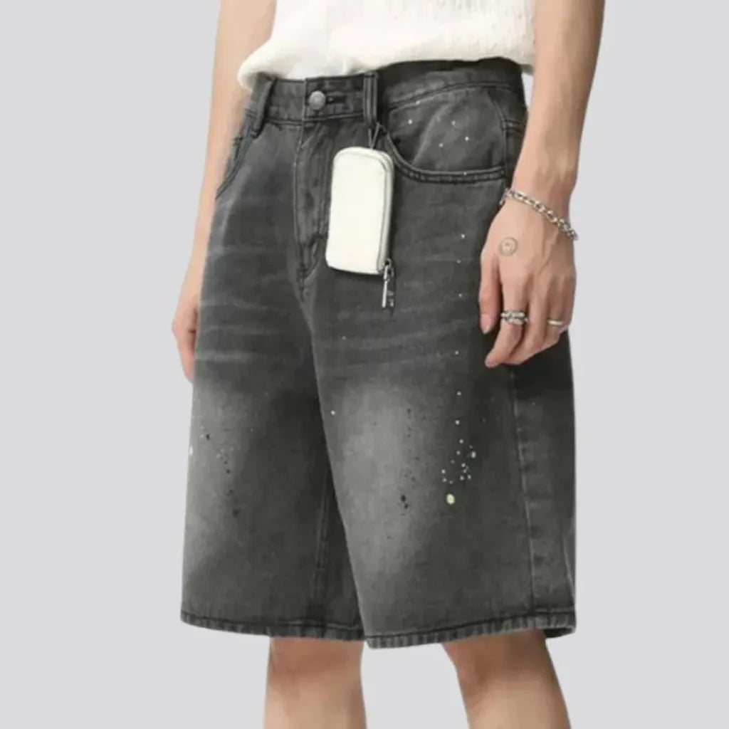 Boho style men's denim shorts