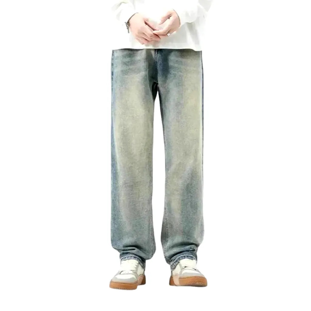 Light Retro Sanded Jeans for Men - Light Blue