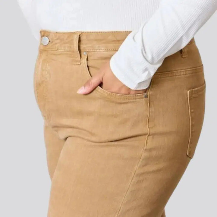 Wide-leg high-waist denim pants
 for women