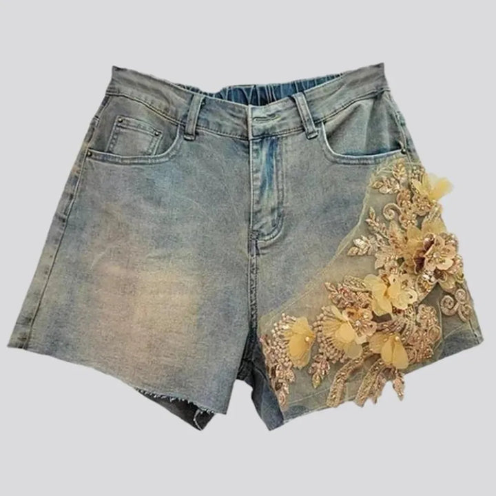 Sanded embroidered women's denim shorts | Jeans4you.shop