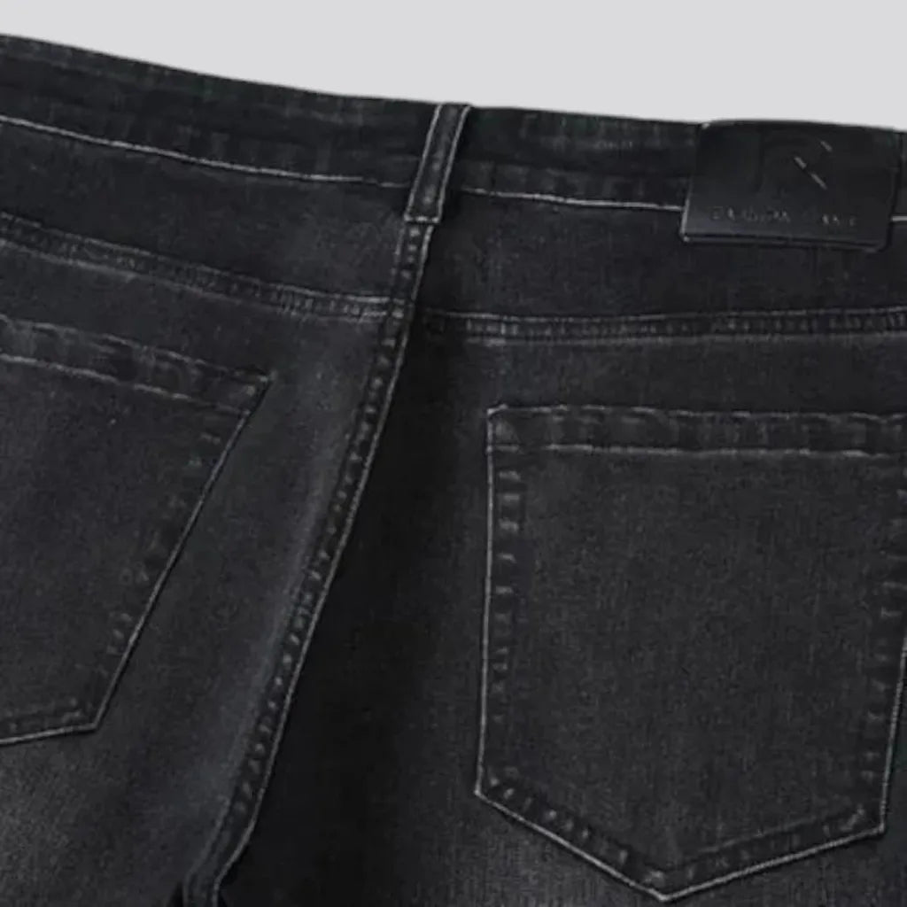 Whiskered and straight fit men's jeans