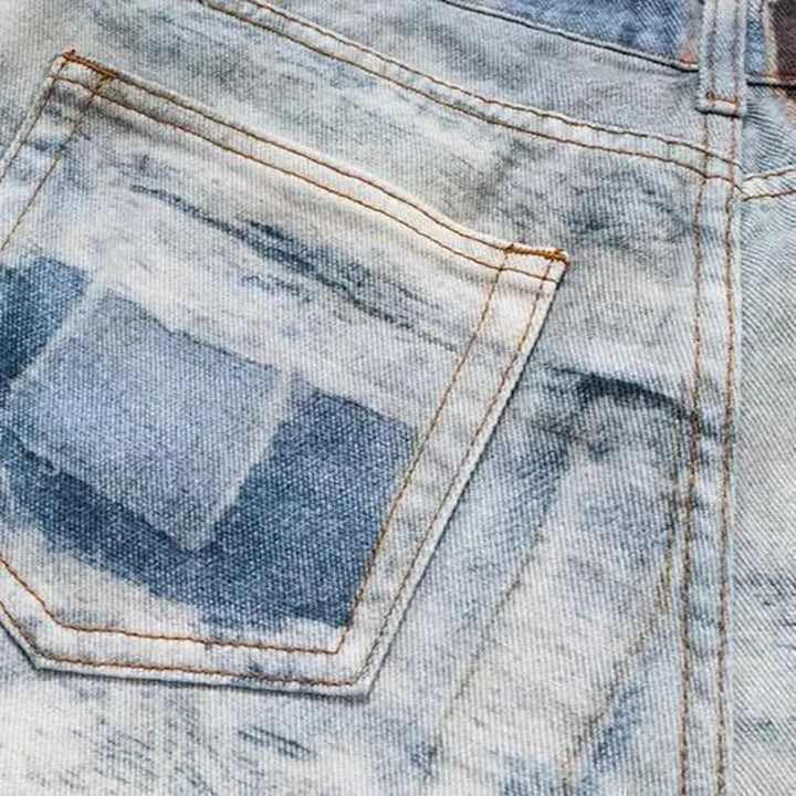 Boho style faded jeans for men