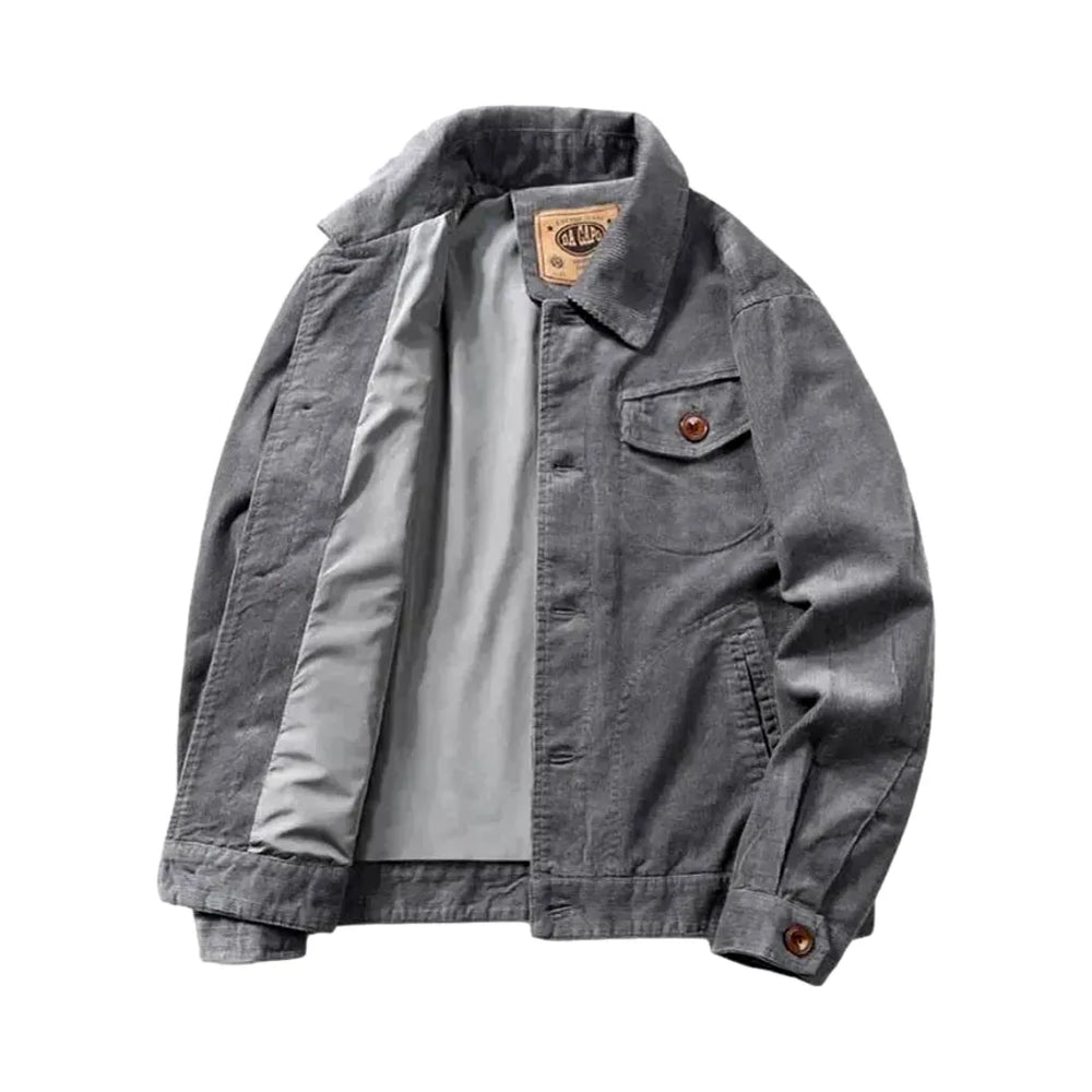 Trendy Medium Fit Men's Corduroy Jacket - Grey