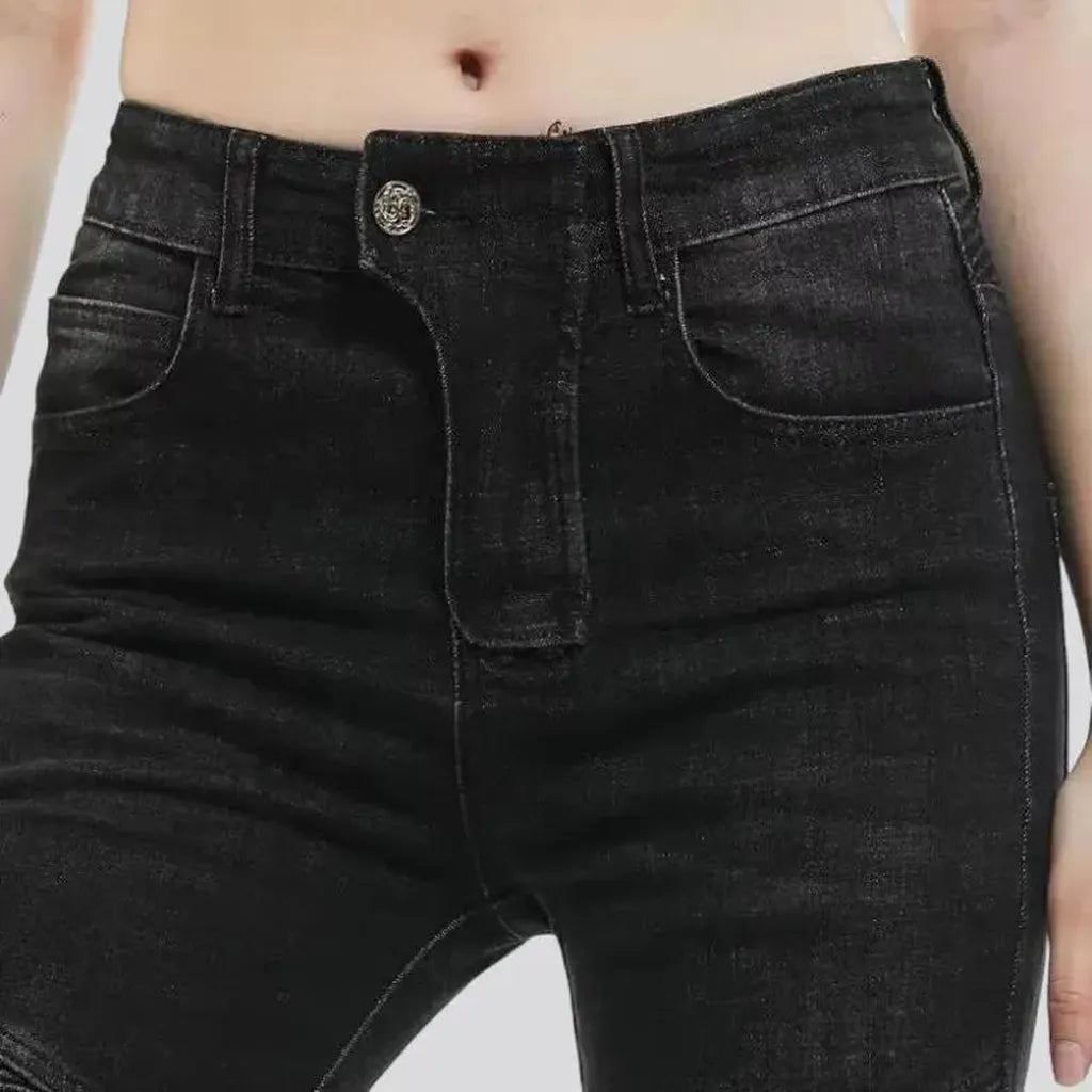 Slim sanded motorcycle jeans