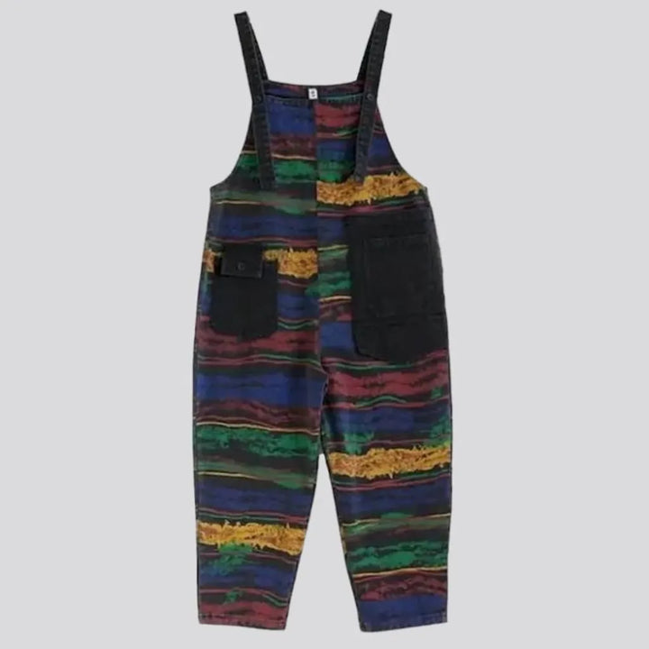 painted, baggy, dark, suspenders, roomy-pockets, women's jumpsuit | Jeans4you.shop
