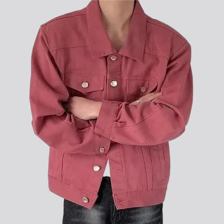 Oversized color denim jacket
 for men