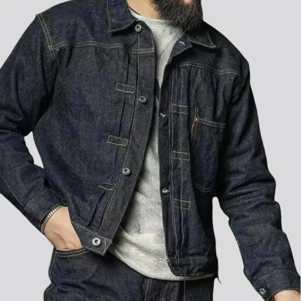 Back cinch regular fit men's jean jacket