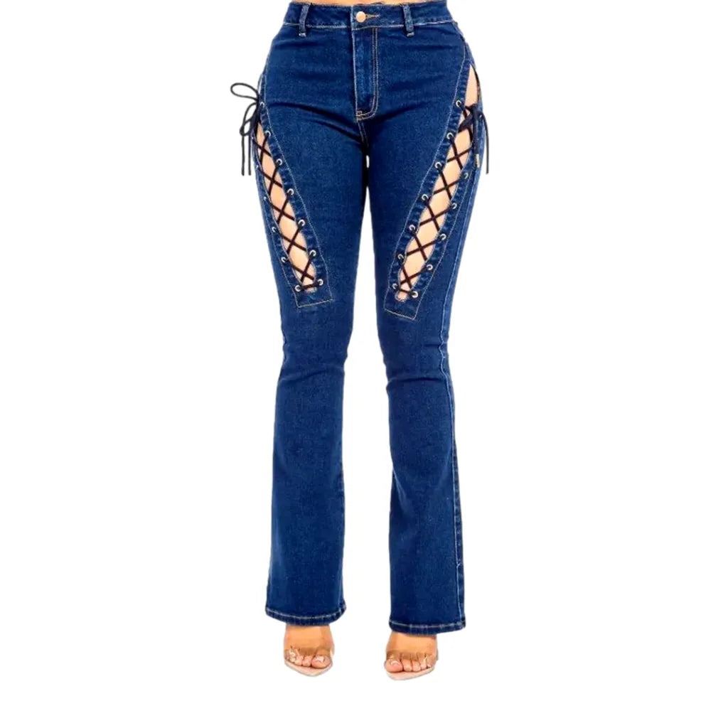 Chic High Rise Jeans for Ladies - Blue