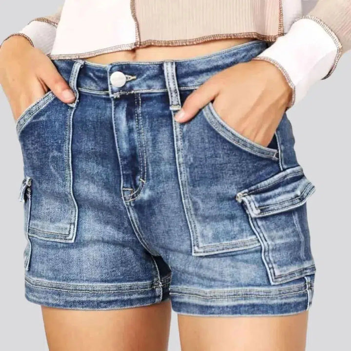 Medium-wash women's jean shorts