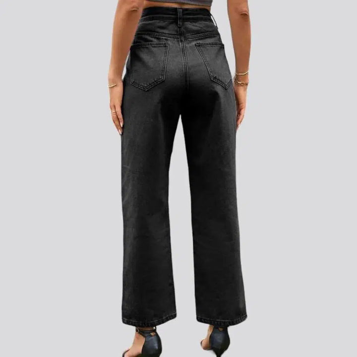 Street slit-hem jeans
 for ladies