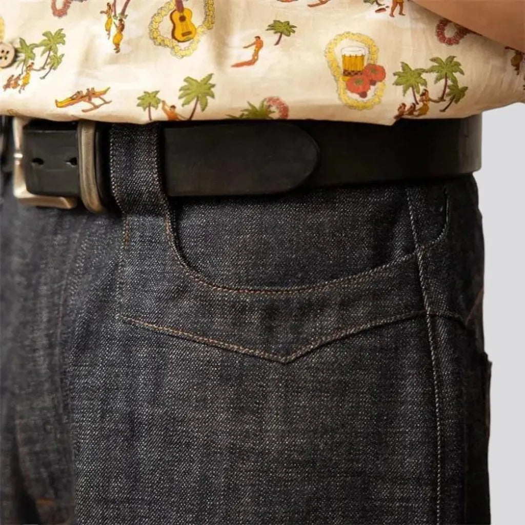 High-waist classic men's jean shorts