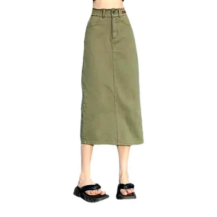 Back slit color denim skirt
 for ladies