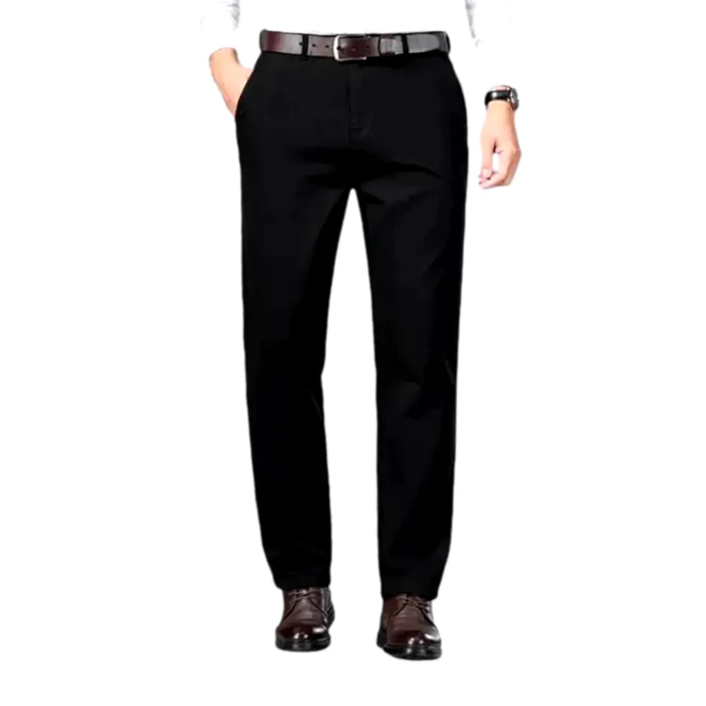 Monochrome Straight Fit Casual Jeans for Men - Black