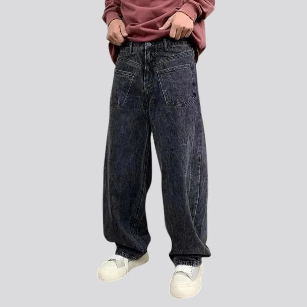 Vintage acid pattern street style men's jeans