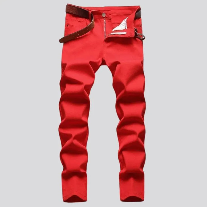 Vibrant red smooth men's jeans