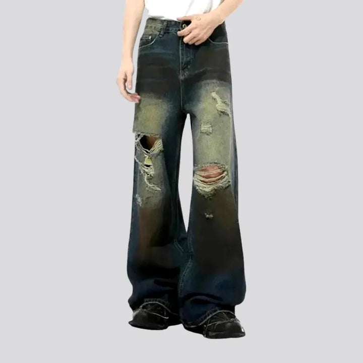 Baggy Fashion Distressed Gradient Jeans for Men | Jeans4you.shop