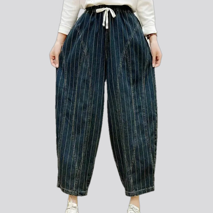 Baggy Medium Rise Striped Women's Denim Joggers | Jeans4you.shop