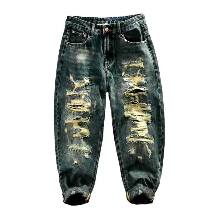 Baggy men's distressed jeans