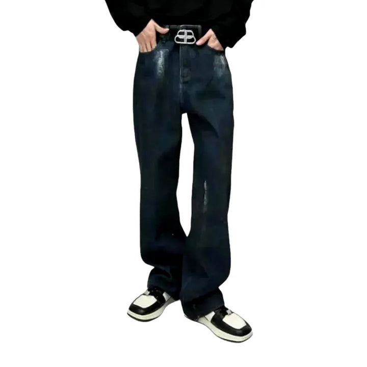 Baggy men's white-stains jeans