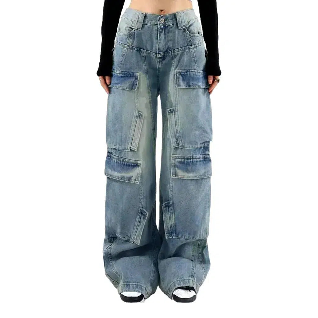 Baggy mid-waist jeans
 for ladies