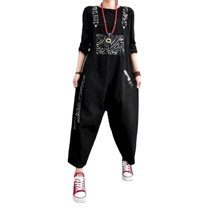 Baggy painted jean jumpsuit
 for women