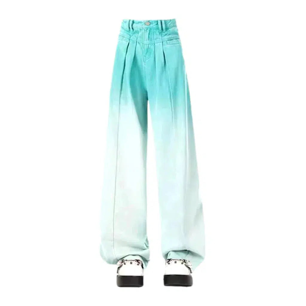Baggy women's dip-dyed jeans