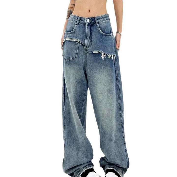 Baggy women's sanded jeans