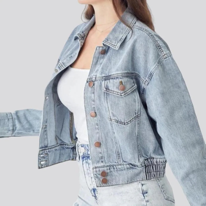 90s flap-pockets jeans jacket
 for women