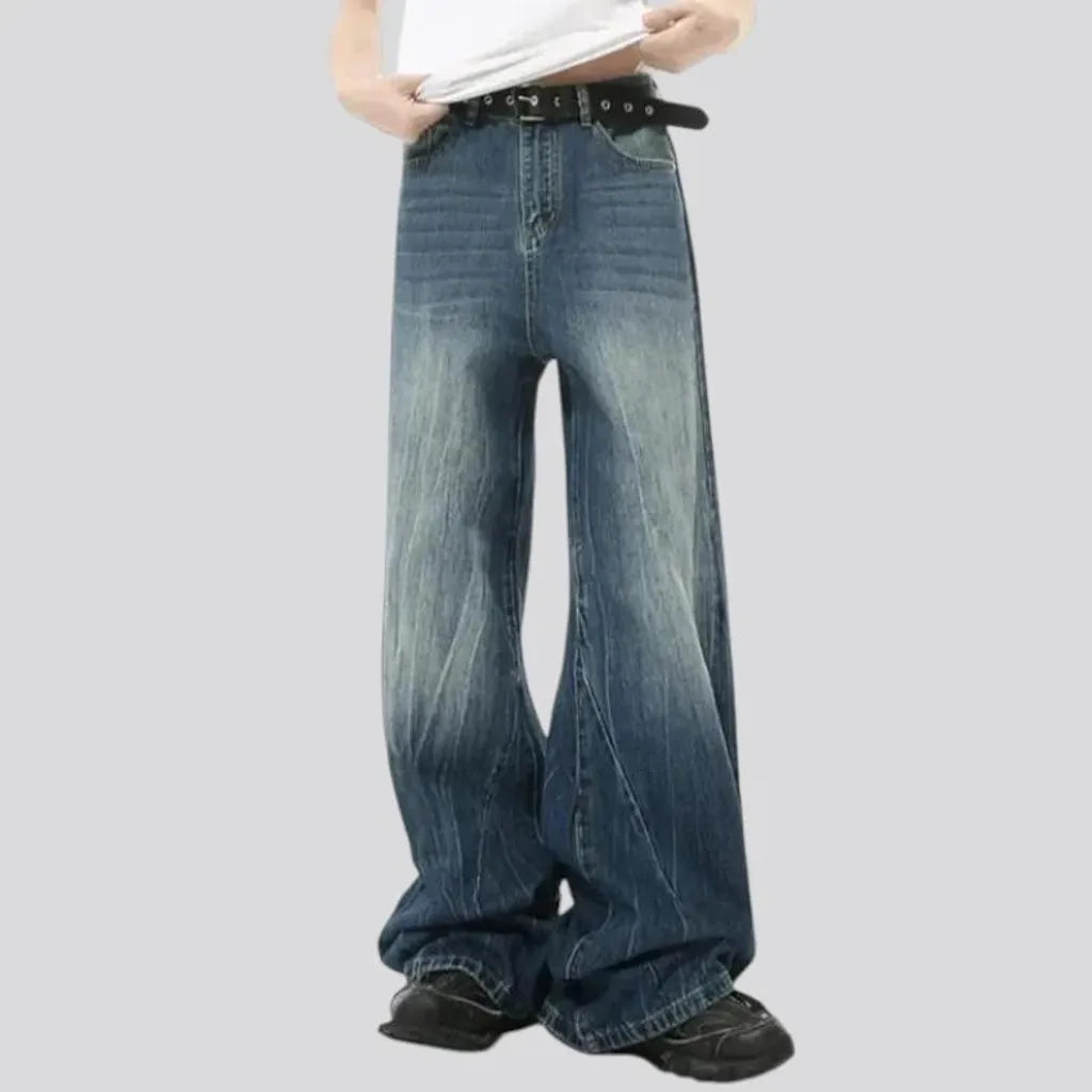 Stonewashed wide fit 90s men's jeans