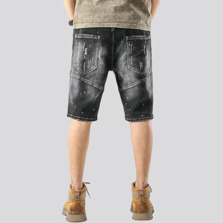 Sanded whiskered jeans shorts
 for men