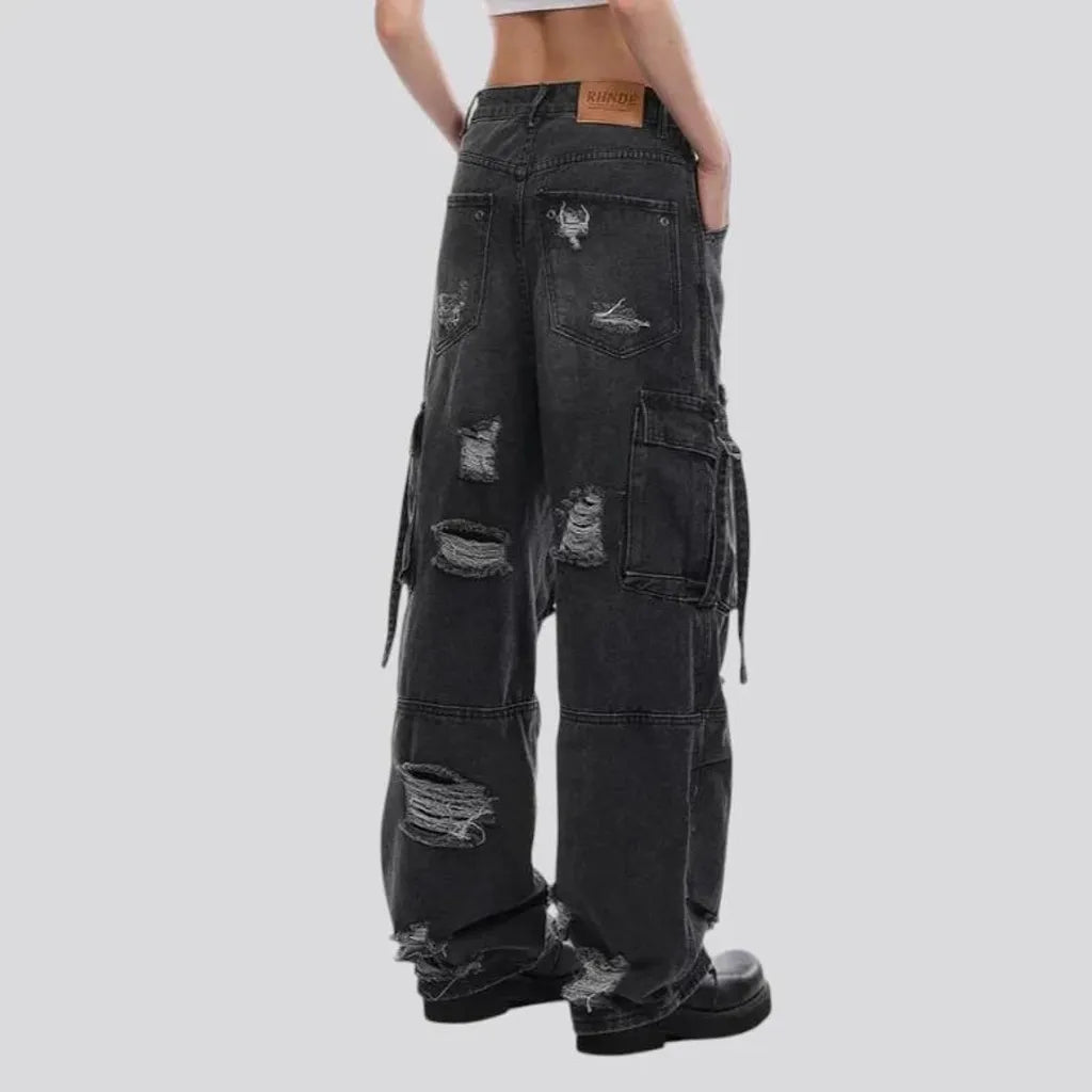 Baggy distressed grunge jeans for ladies